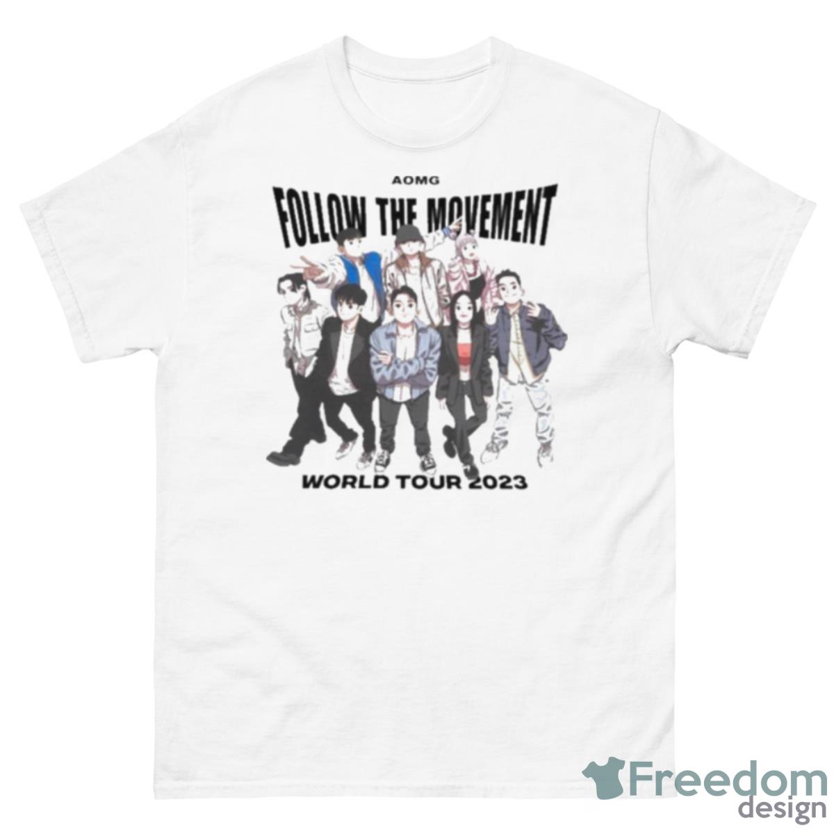 Aomg Follow The Movement World Tour 2023 Tee Shirt - 500 Men’s Classic Tee Gildan