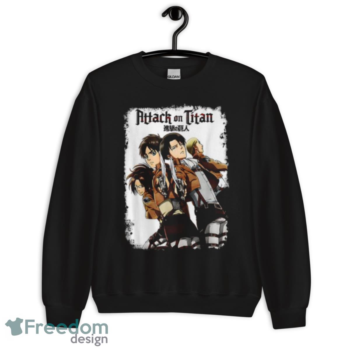 Attack On Titan Group Swords With Logo Shirt - Unisex Crewneck Sweatshirt