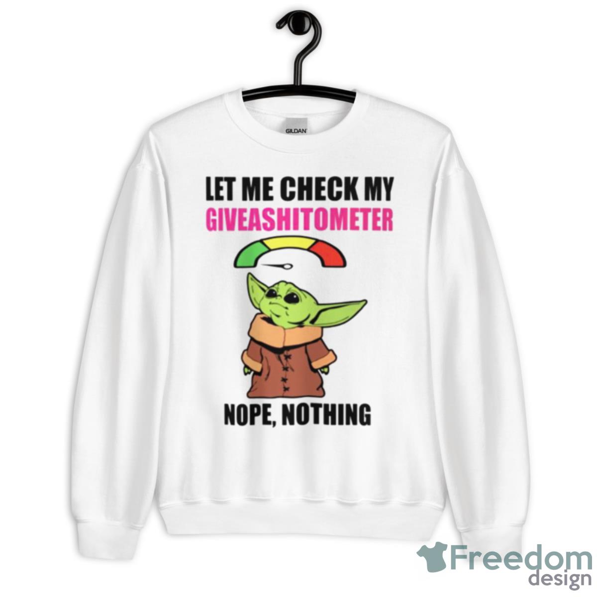 Baby Yoda Let Me Check My Giveashitometer Nope Nothing Shirt - Unisex Heavy Blend Crewneck Sweatshirt