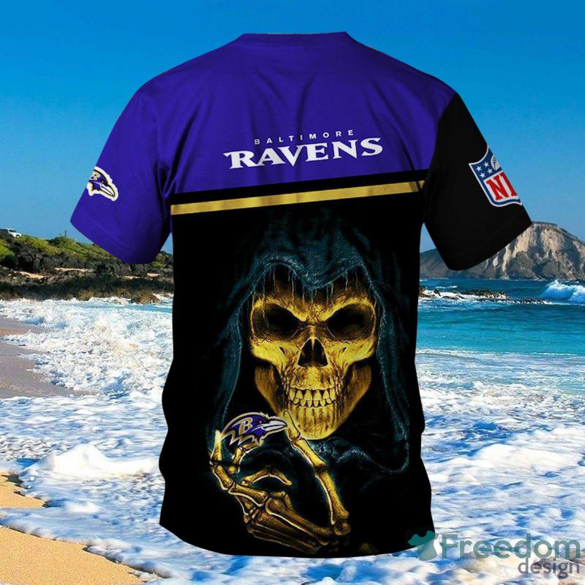 Baltimore Ravens Tee Shirts 3D Hand Skull For Men And Women Product Photo 1