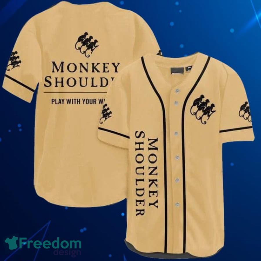 Beige Monkey Shoulder Whiskey Baseball Jersey Shirt Product Photo 1