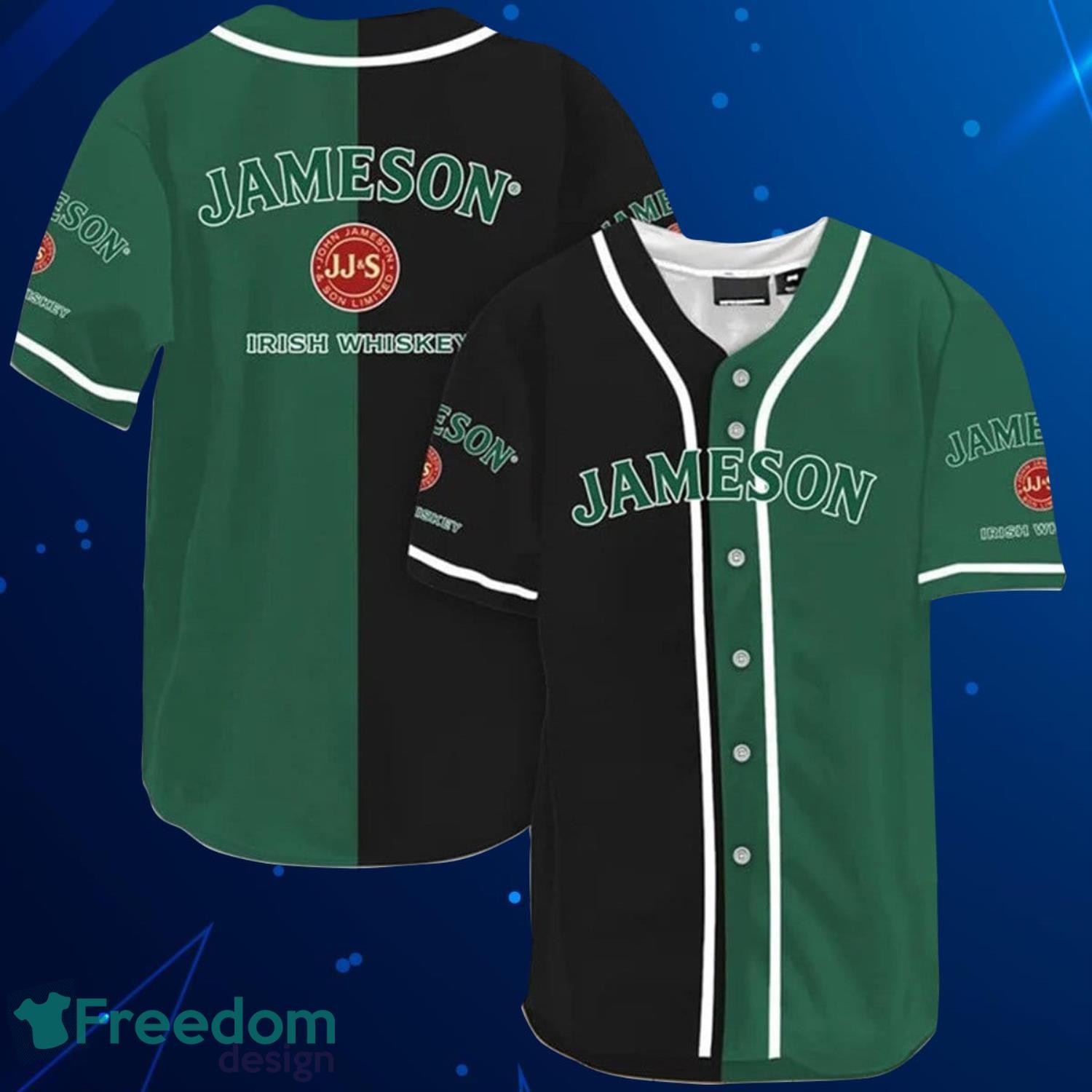Black And Green Split Jameson Whisky Baseball Jersey Shirt Product Photo 1