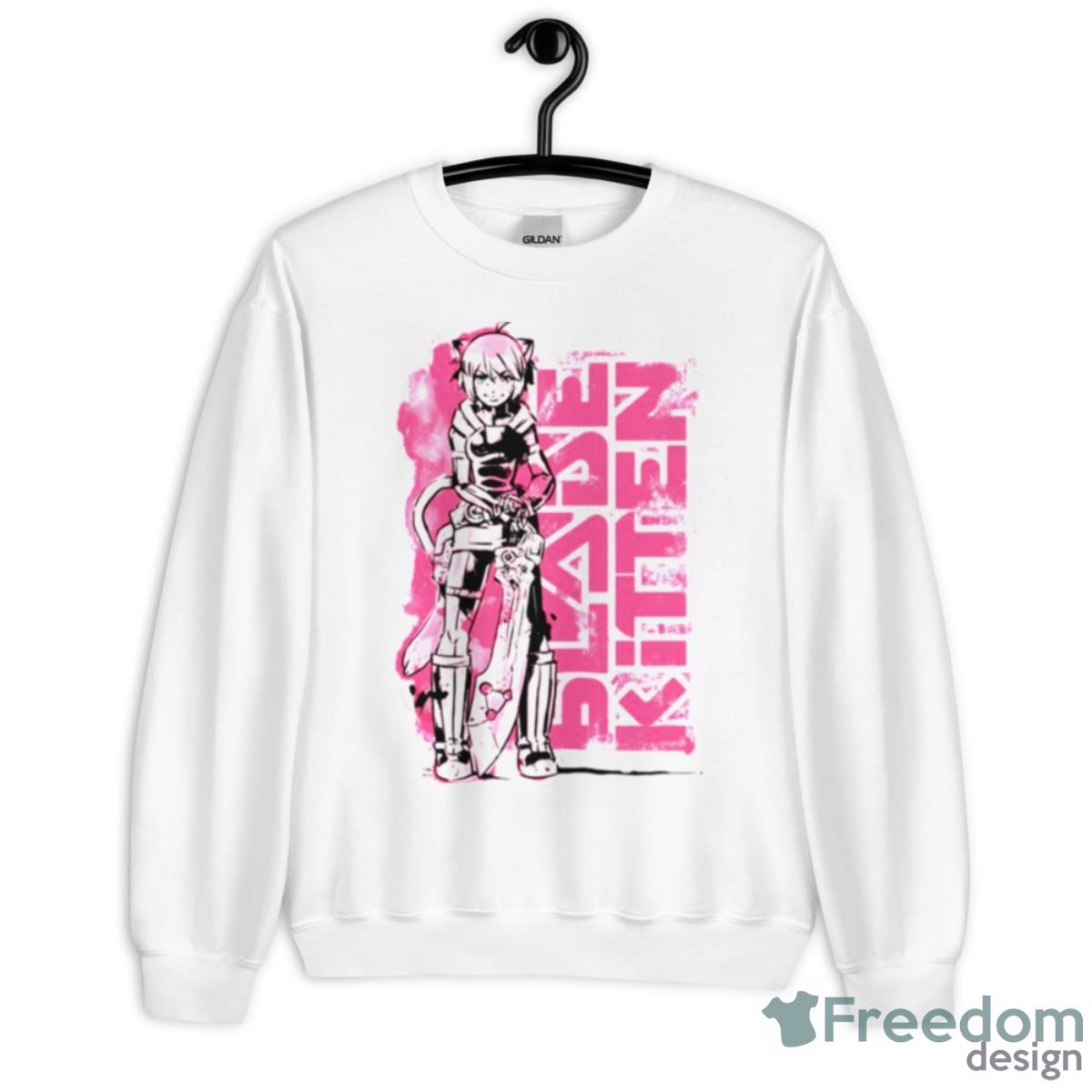 Blade Kitten Black White And Pink Shirt - Unisex Heavy Blend Crewneck Sweatshirt