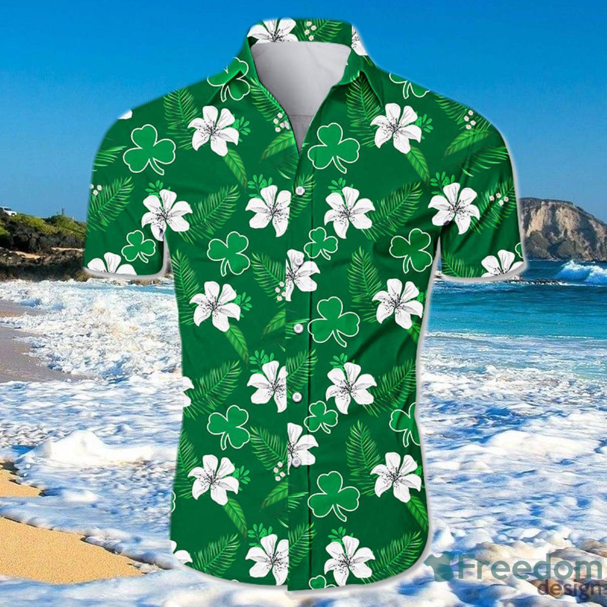 Boston Celtics NBA Floral Short Sleeve Mens Hawaiian Shirts - Freedomdesign