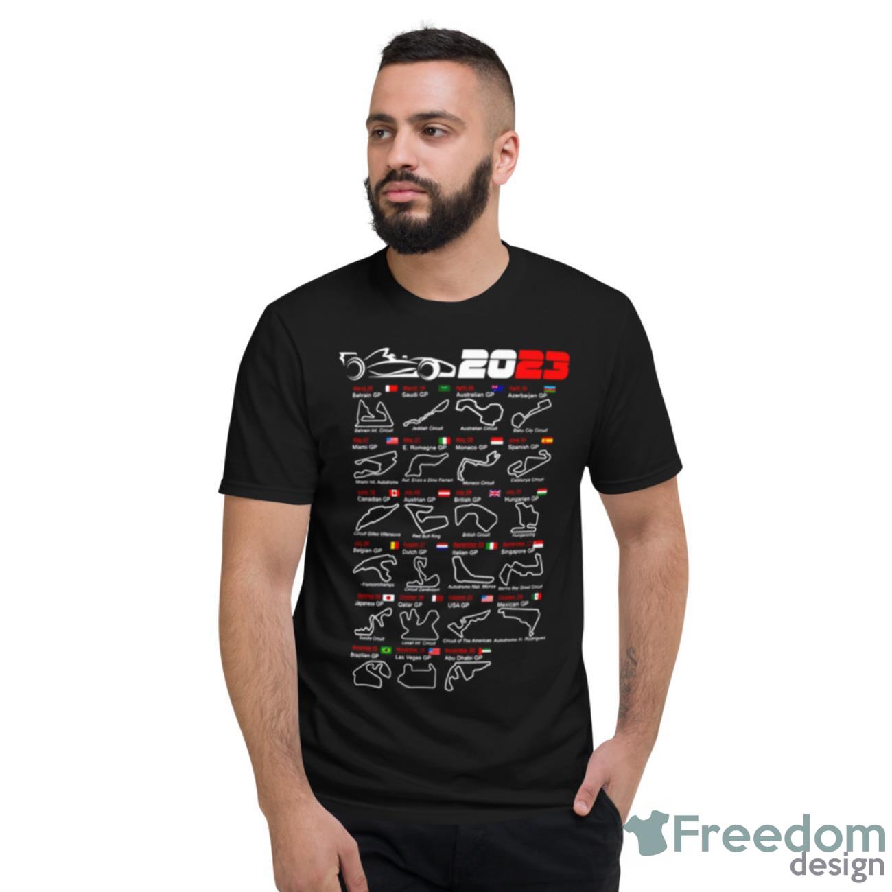 Calendar Formula Race Cars 2023 Named Circuits Shirt - Short Sleeve T-Shirt