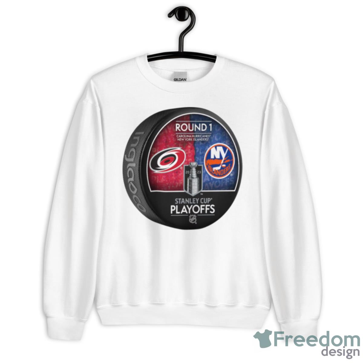 Carolina Hurricanes Vs New York Islanders Inglasco 2023 Stanley Cup Playoffs Shirt - Unisex Heavy Blend Crewneck Sweatshirt