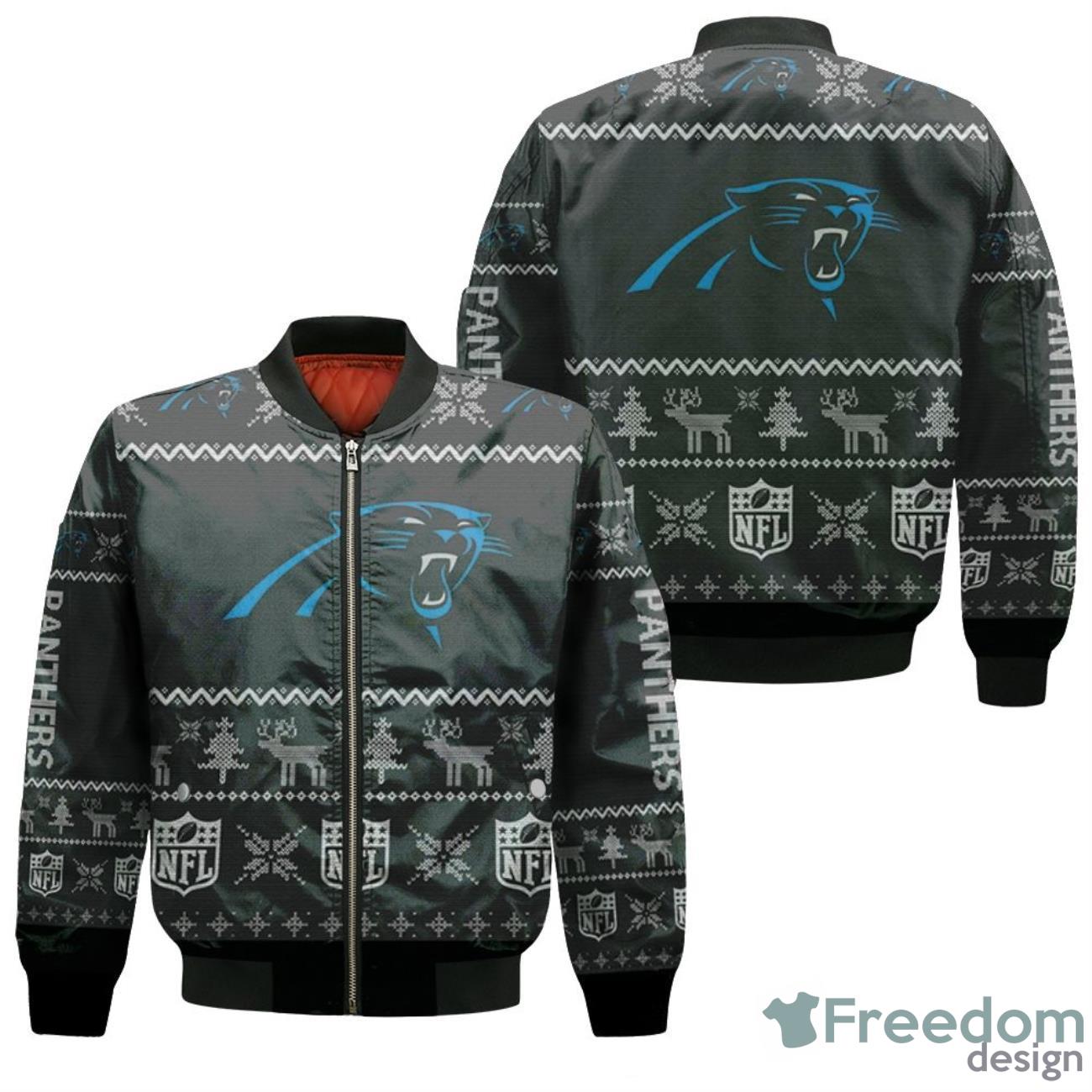 Carolina Panthers Nfl Ugly Sweatshirt Christmas 3d Bomber Jacket Product Photo 1