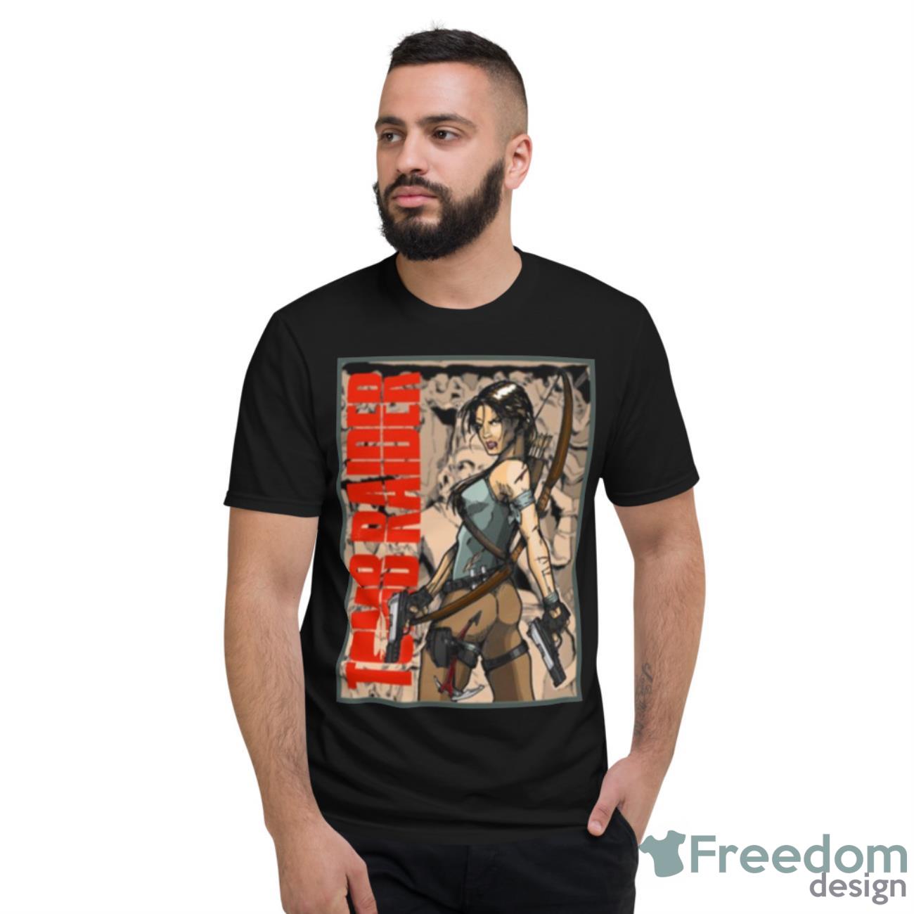 Cartoon Graphic Lara Croft Tomb Raider Shirt - Short Sleeve T-Shirt