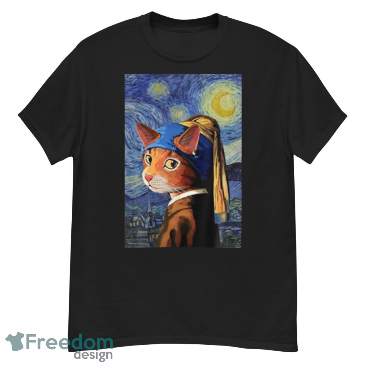 Cat Starry Night Cat Cat Art Van Gogh Style Shirt - G500 Men’s Classic T-Shirt