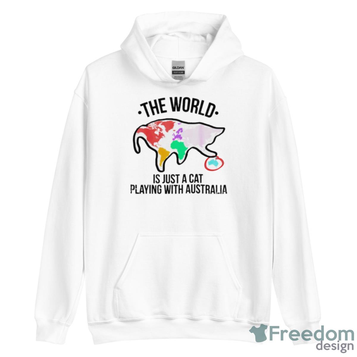 Cat The World Is Just A Cat Playing With Australia Shirt - Unisex Heavy Blend Hooded Sweatshirt