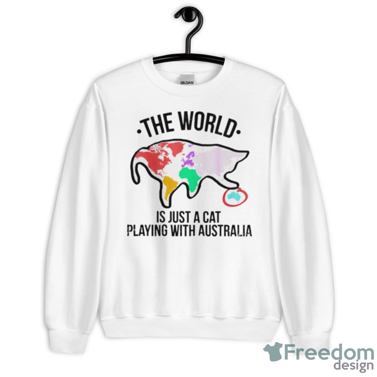 Cat The World Is Just A Cat Playing With Australia Shirt - Unisex Heavy Blend Crewneck Sweatshirt