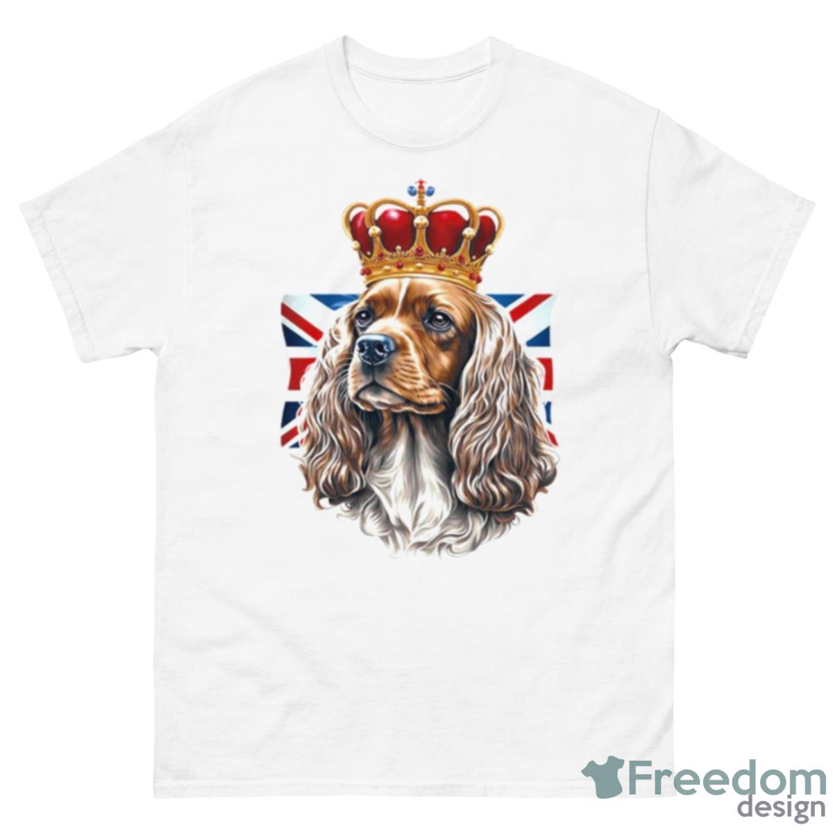 Cavalier King Charles Spaniel Dog Wearing A Crown With Union Jack Flag Shirt - 500 Men’s Classic Tee Gildan