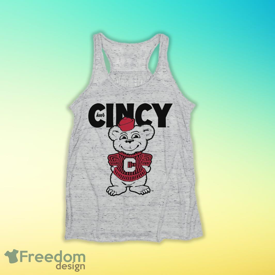 “Cheer Cincy” Vintage Mascot Women's Tank White Print T shirts For Mens And Women - “Cheer Cincy” Vintage Mascot Women's Tank