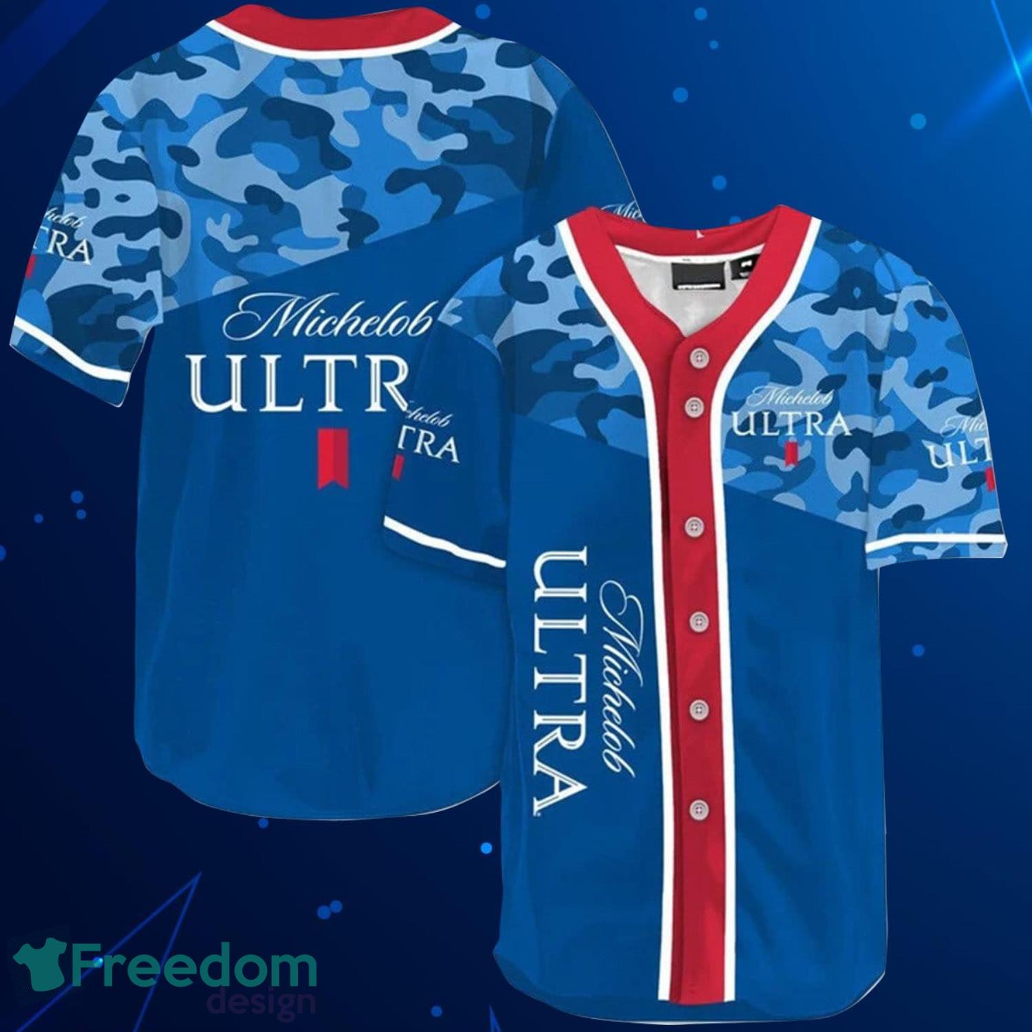 Classic Camouflage Michelob ULTRA Baseball Jersey Shirt Product Photo 1