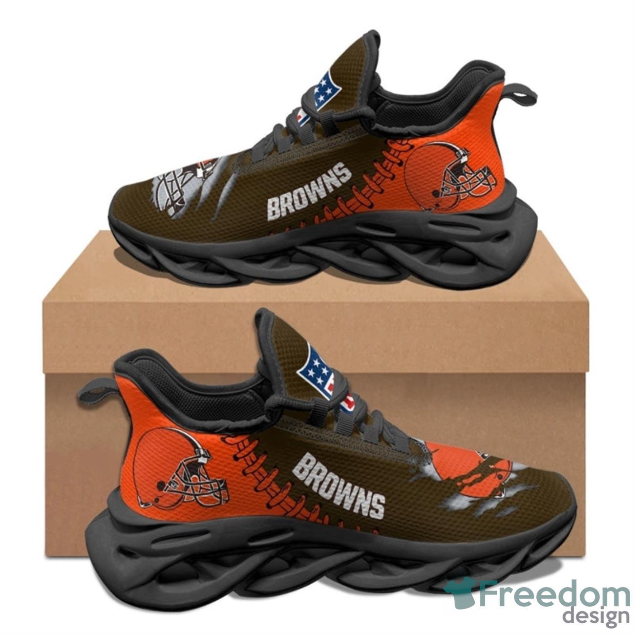 NFL Cleveland Browns Brown Orange Max Soul Sneakers Sport Shoes