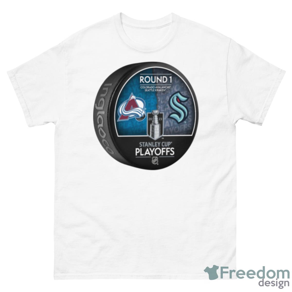 Colorado Avalanche Vs Seattle Kraken 2023 Stanley Cup Playoffs Matchup Shirt - 500 Men’s Classic Tee Gildan