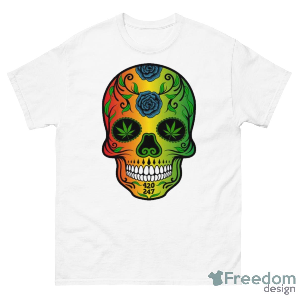 Colorful Rasta Weed Sugar Skull Reggae Flag Shirt - 500 Men’s Classic Tee Gildan