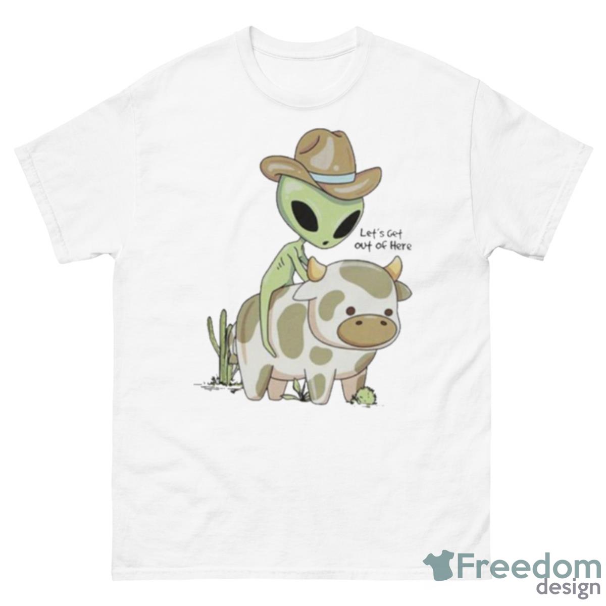 Cowboy Alien Cow Shirt - 500 Men’s Classic Tee Gildan