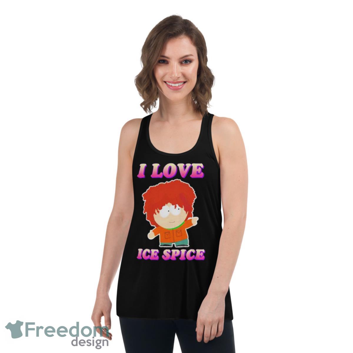 Cringeytees I Love Ice Spice Kyle Broflovski Shirt - Womens Flowy Racerback Tank Cringeytees I Love Ice Spice Kyle Broflovski Shirt - Womens Flowy Racerback Tank