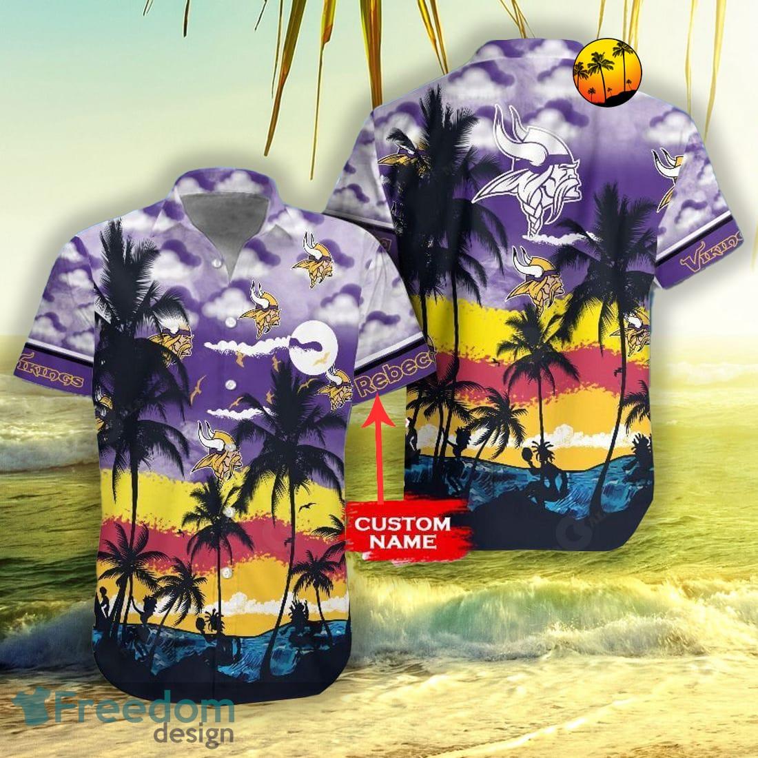 NFL Minnesota Vikings Hawaiian Shirt Custom Name White Purple - Ingenious  Gifts Your Whole Family