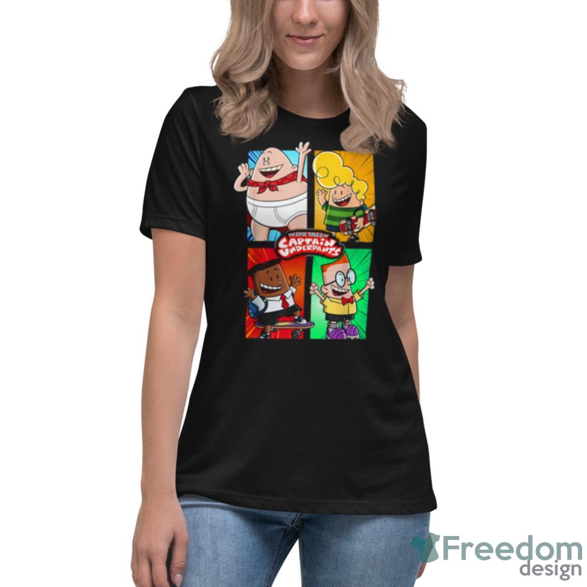 Cutfem4sf Graphic Captain Underpants Colored Shirt - Womens Relaxed Short Sleeve Jersey Tee Cutfem4sf Graphic Captain Underpants Colored Shirt - Womens Relaxed Short Sleeve Jersey Tee