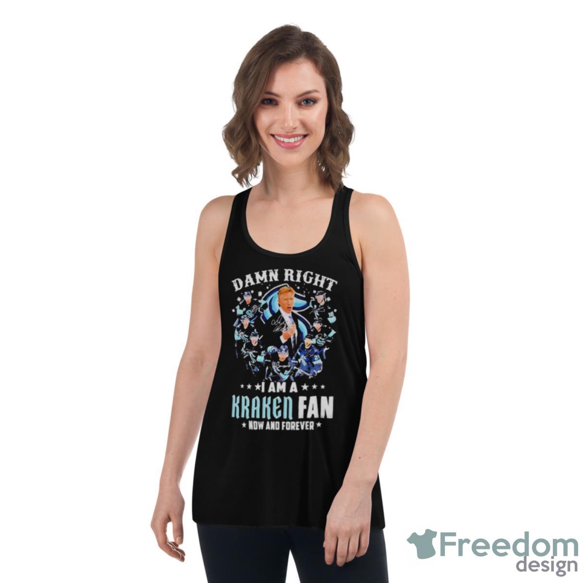 Damn Right I Am A Seattle Kraken Fan Now And Forever 2023 Signatures Shirt - Womens Flowy Racerback Tank Damn Right I Am A Seattle Kraken Fan Now And Forever 2023 Signatures Shirt - Womens Flowy Racerback Tank