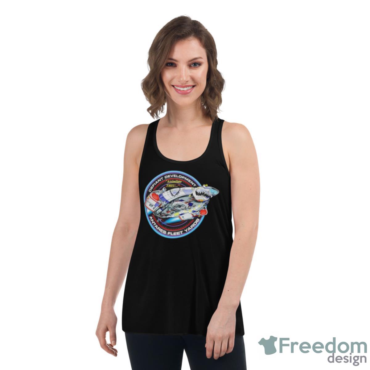 Defiant Development Antares Fleet Yards Shirt - Womens Flowy Racerback Tank Defiant Development Antares Fleet Yards Shirt - Womens Flowy Racerback Tank
