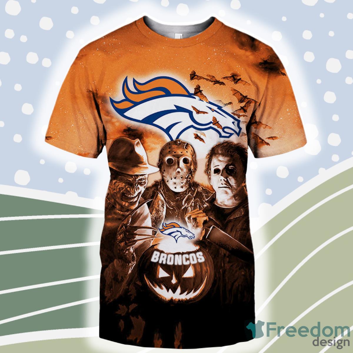 Denver Broncos T shirt 3D Halloween Horror For Men And Women Product Photo 1