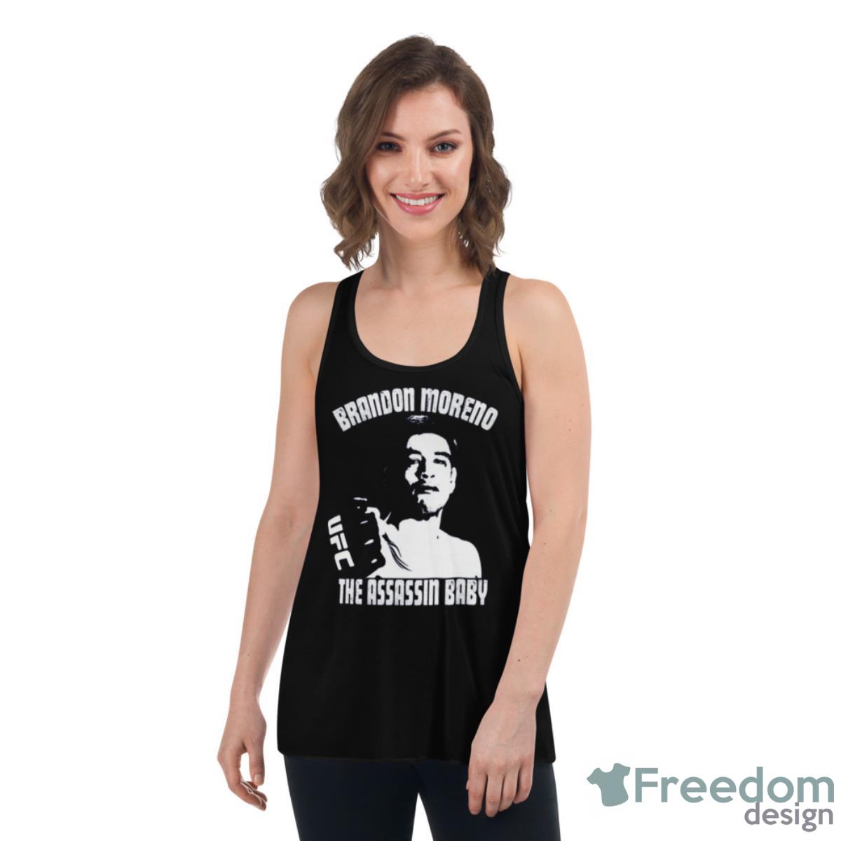 Designs White Brandon Moreno Shirt - Womens Flowy Racerback Tank Designs White Brandon Moreno Shirt - Womens Flowy Racerback Tank