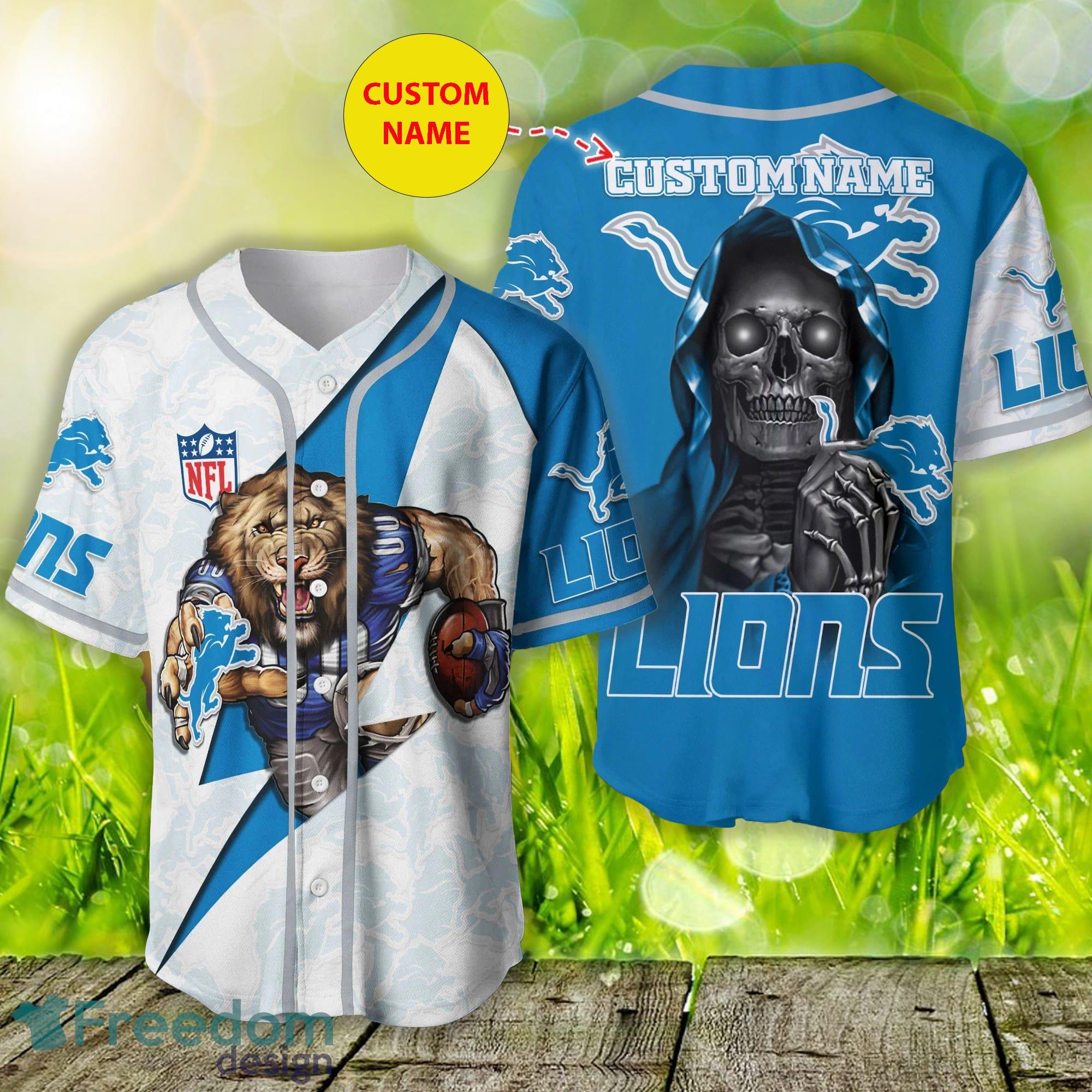 NFL Detroit Lions Custom Name And Number FireBall Baseball Jersey