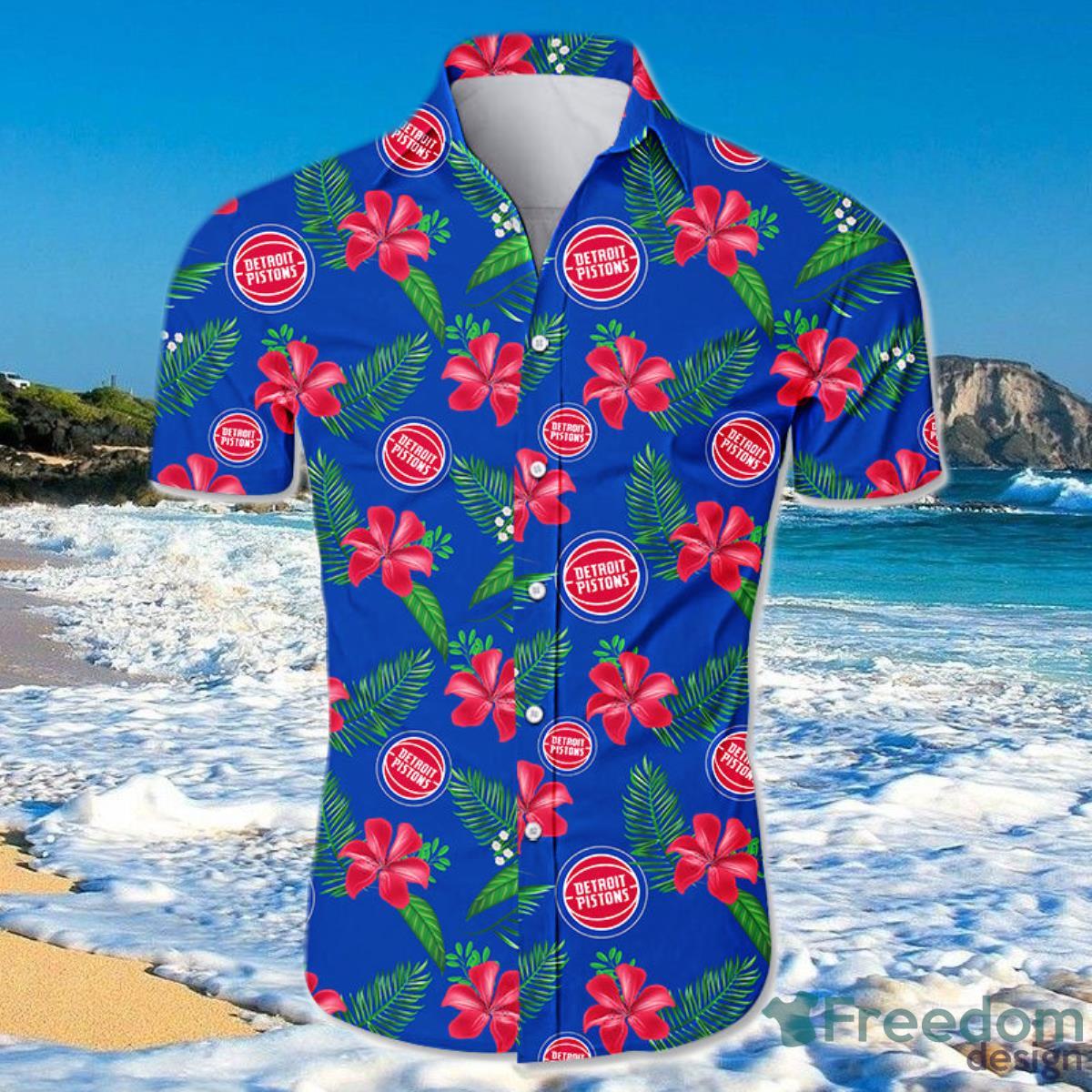 Detroit Pistons Hawaiian Shirt For Men And Women Small Flowers Product Photo 1