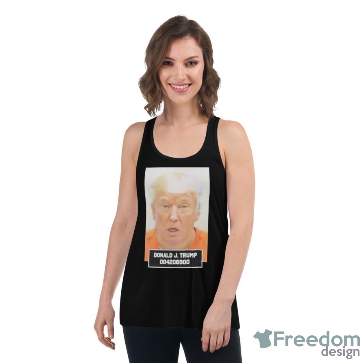 Donald J Trump 004206900 Mugshot Shirt - Womens Flowy Racerback Tank Donald J Trump 004206900 Mugshot Shirt - Womens Flowy Racerback Tank