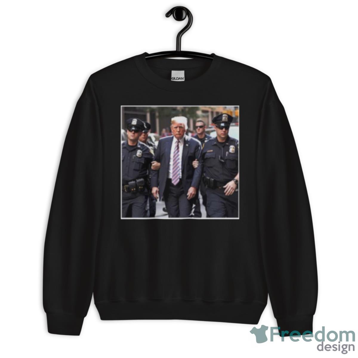 Donald Trump Walking Arrested Shirt - Unisex Crewneck Sweatshirt