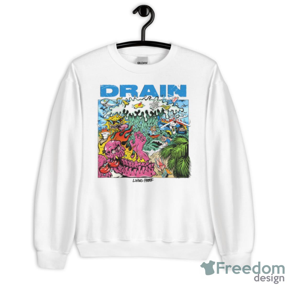 Drain Living Proof May 5 2023 Album Poster Shirt - Unisex Heavy Blend Crewneck Sweatshirt