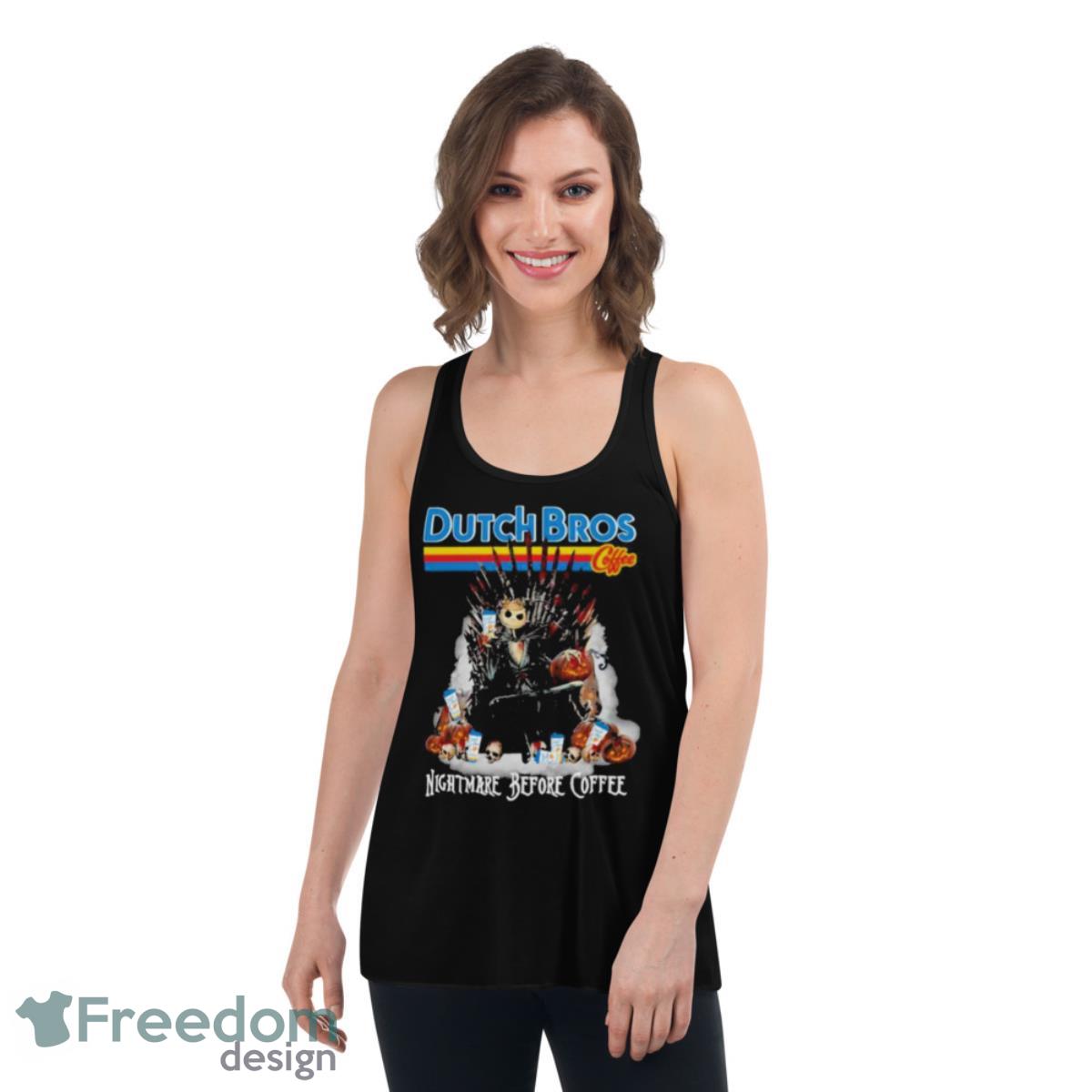 Dutch Bros Coffee The King Jack Skellington Nightmare Before Coffee Shirt - Womens Flowy Racerback Tank Dutch Bros Coffee The King Jack Skellington Nightmare Before Coffee Shirt - Womens Flowy Racerback Tank