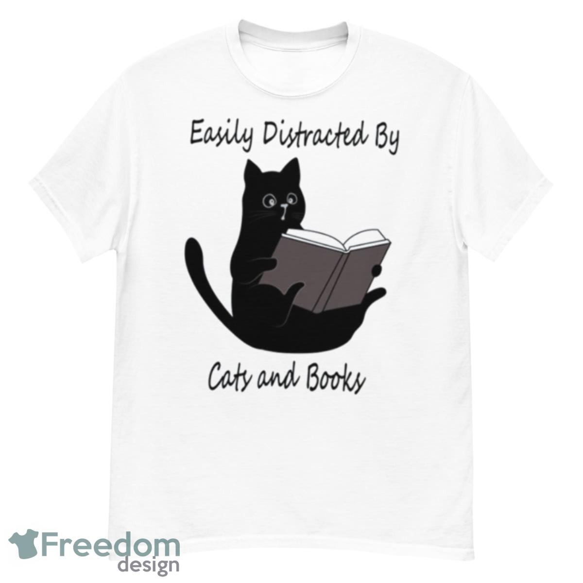 Easily Distracted By Cats And Books Cute Cat Gift Shirt - G500 Men’s Classic T-Shirt