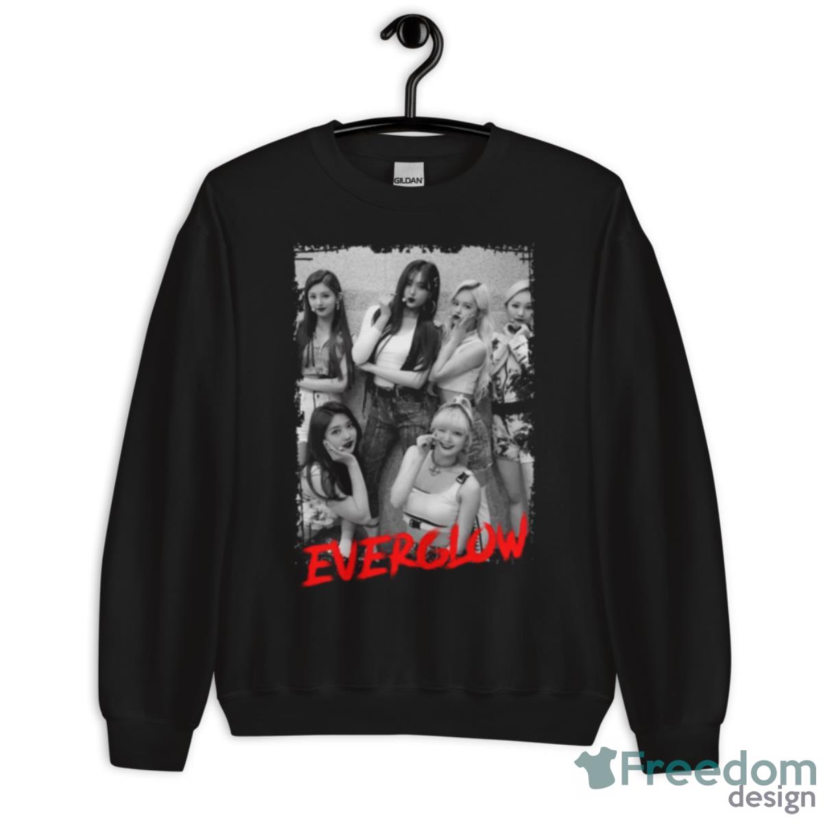 Everglow Kpop Group Members Black And White Shirt - Unisex Crewneck Sweatshirt