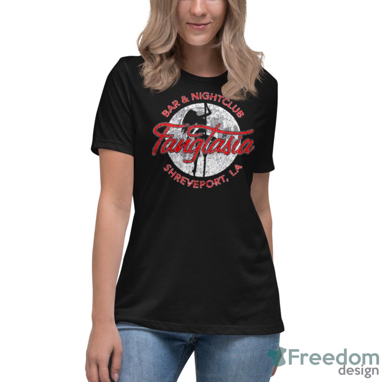 Fangtasia Bar & Nightclub True Blood Shirt - Womens Relaxed Short Sleeve Jersey Tee Fangtasia Bar & Nightclub True Blood Shirt - Womens Relaxed Short Sleeve Jersey Tee