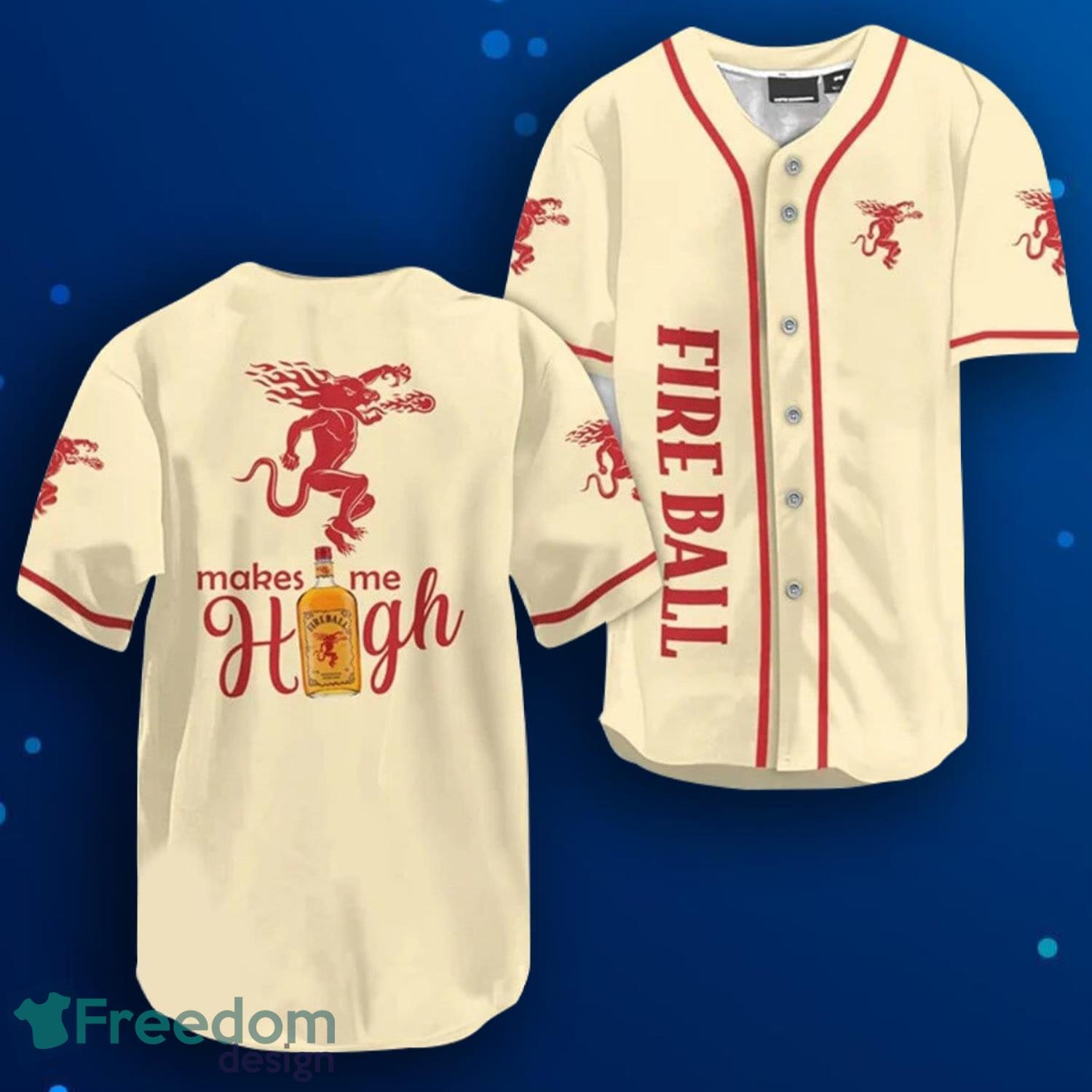 Fireball Whiskey Make Me High Baseball Jersey Product Photo 1