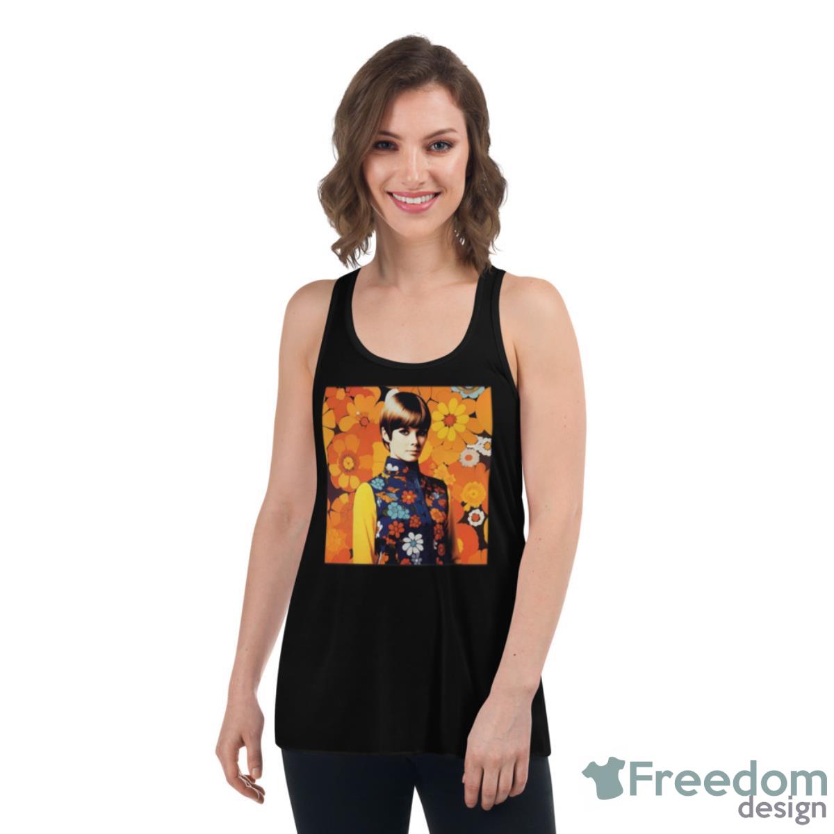 Floral Design Mary Quant Artwork Shirt - Womens Flowy Racerback Tank Floral Design Mary Quant Artwork Shirt - Womens Flowy Racerback Tank