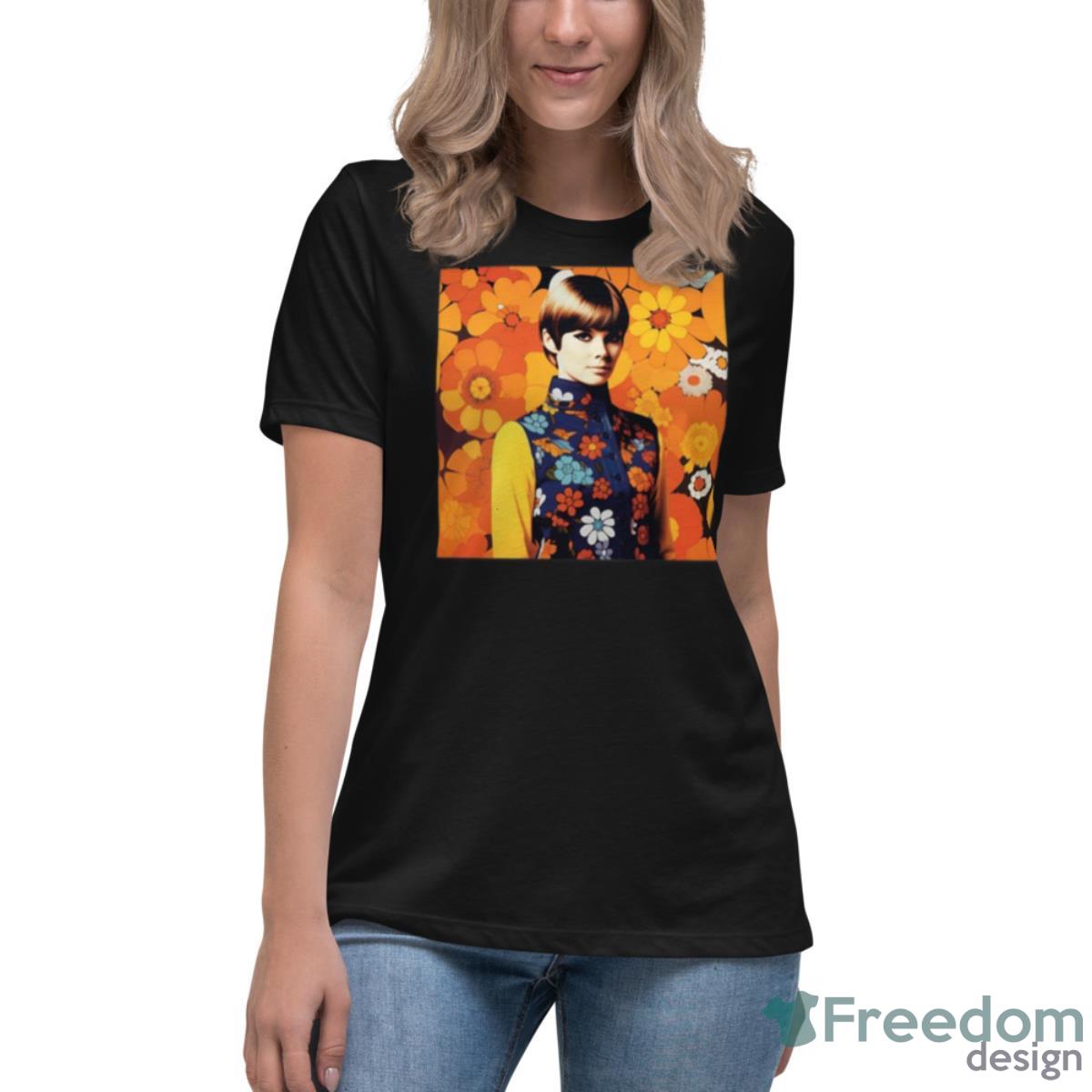 Floral Design Mary Quant Artwork Shirt - Womens Relaxed Short Sleeve Jersey Tee Floral Design Mary Quant Artwork Shirt - Womens Relaxed Short Sleeve Jersey Tee