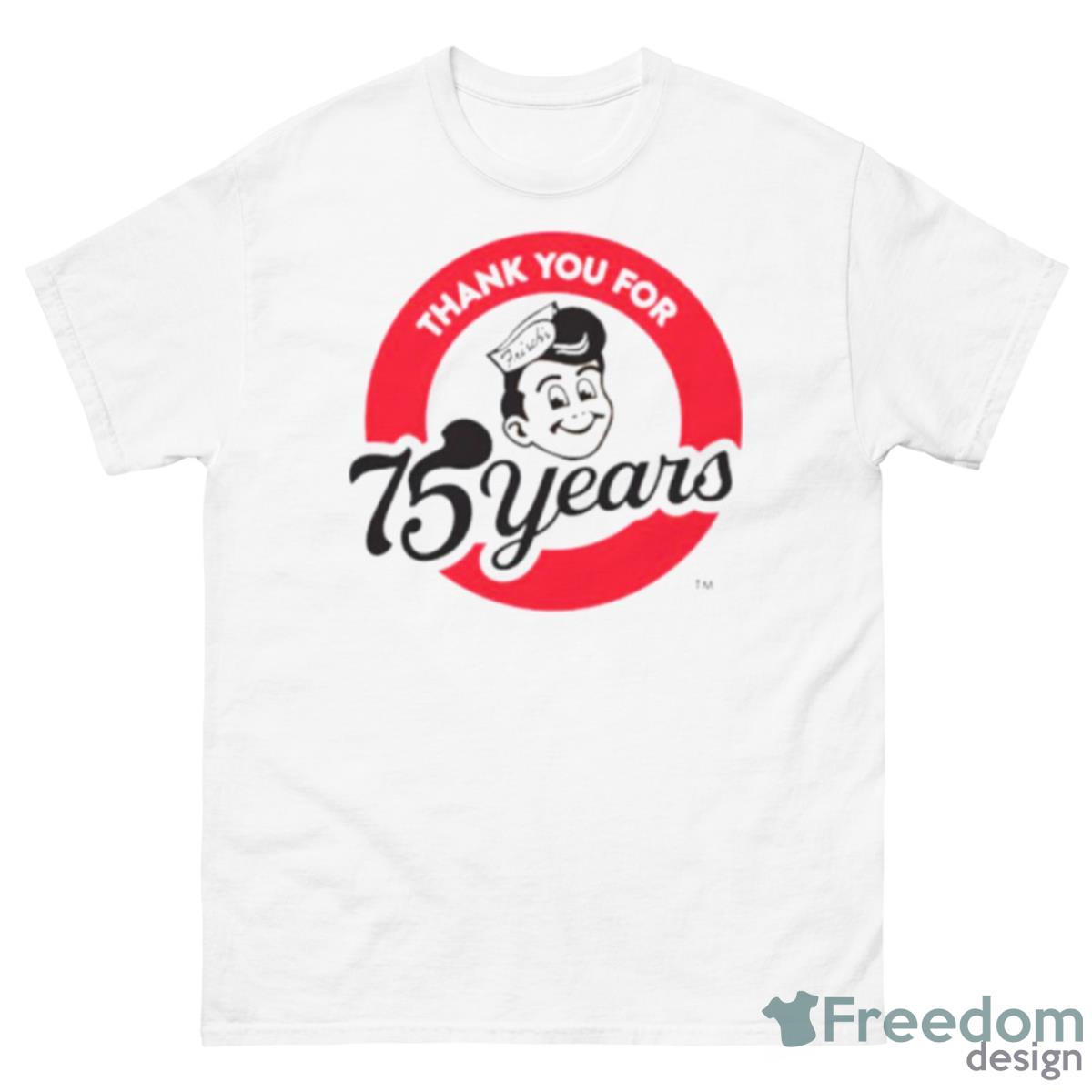 Frisch’s 75 Years Thank You For Shirt - 500 Men’s Classic Tee Gildan