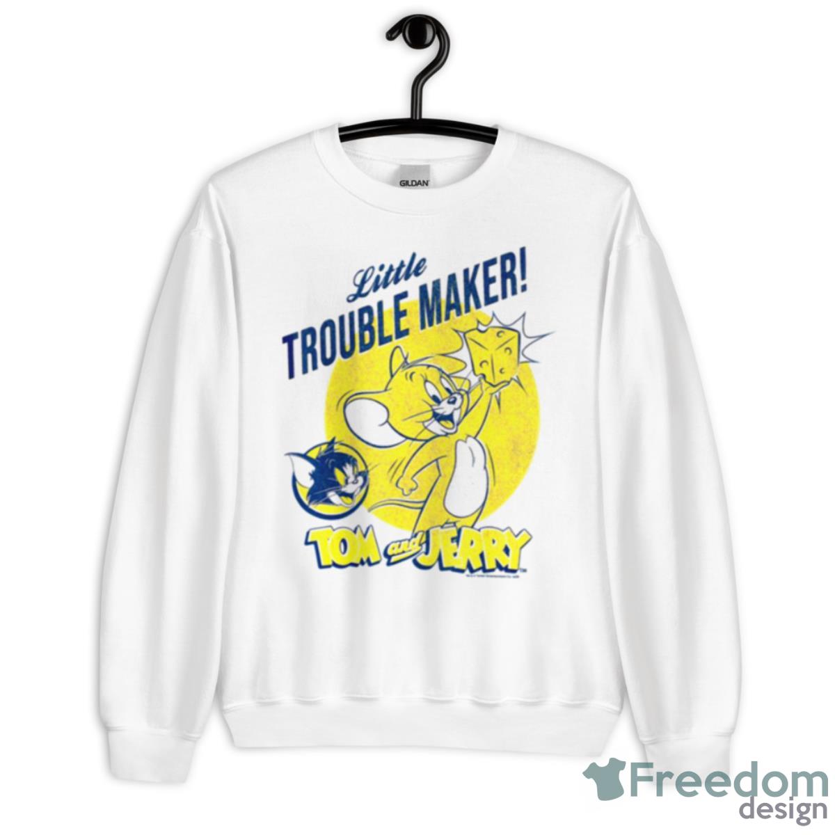 Funny 90s Cartoon Tom And Jerry Little Trouble Maker Portrait Shirt - Unisex Heavy Blend Crewneck Sweatshirt