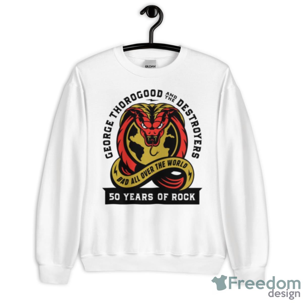 George Thorogood And The Destroyers Bad All Over The World 50 Years Tour 2023 Shirt - Unisex Heavy Blend Crewneck Sweatshirt