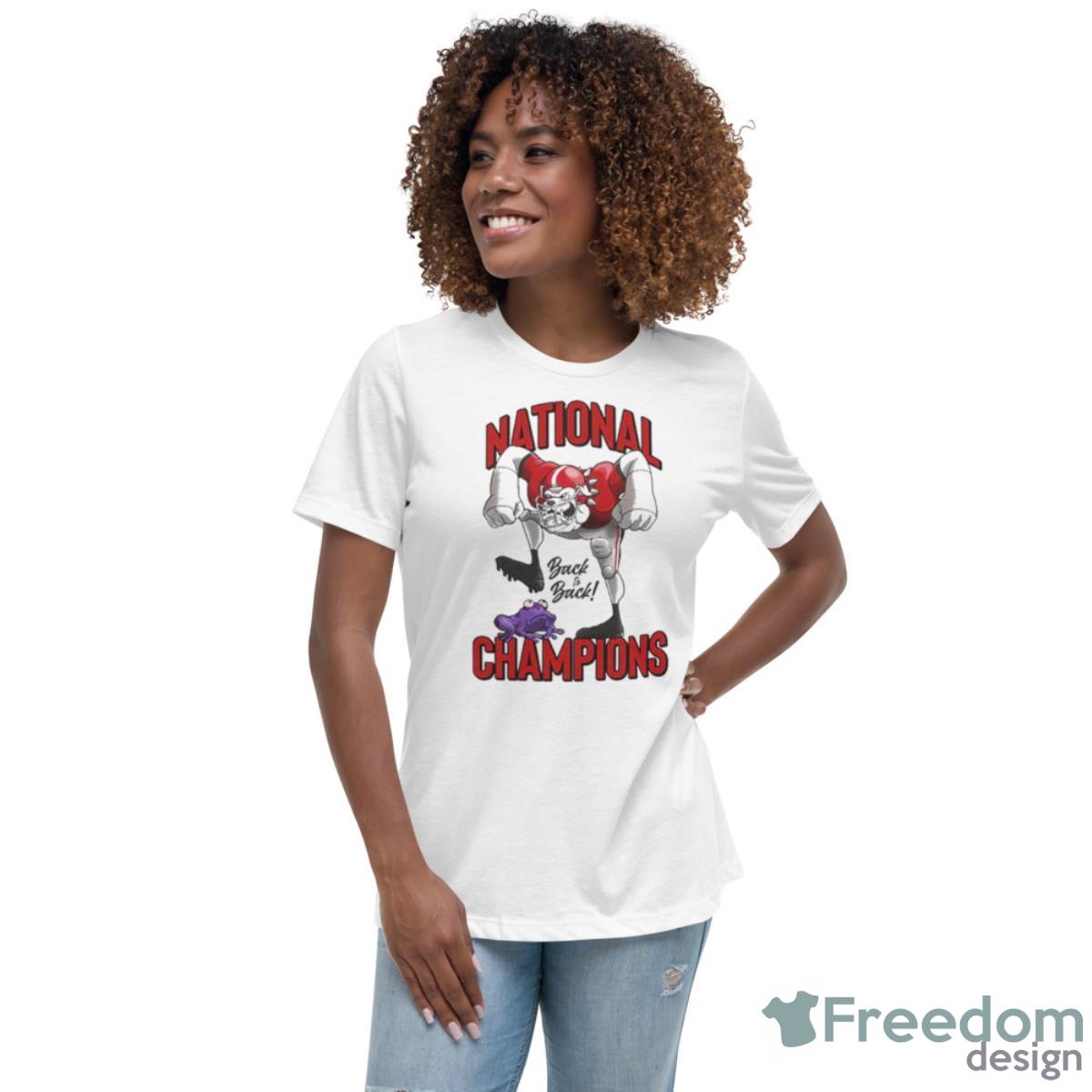Georgia Bulldogs 2022 2023 National Champions Back To Back Shirt - Womens Relaxed Short Sleeve Jersey Tee Georgia Bulldogs 2022 2023 National Champions Back To Back Shirt - Womens Relaxed Short Sleeve Jersey Tee