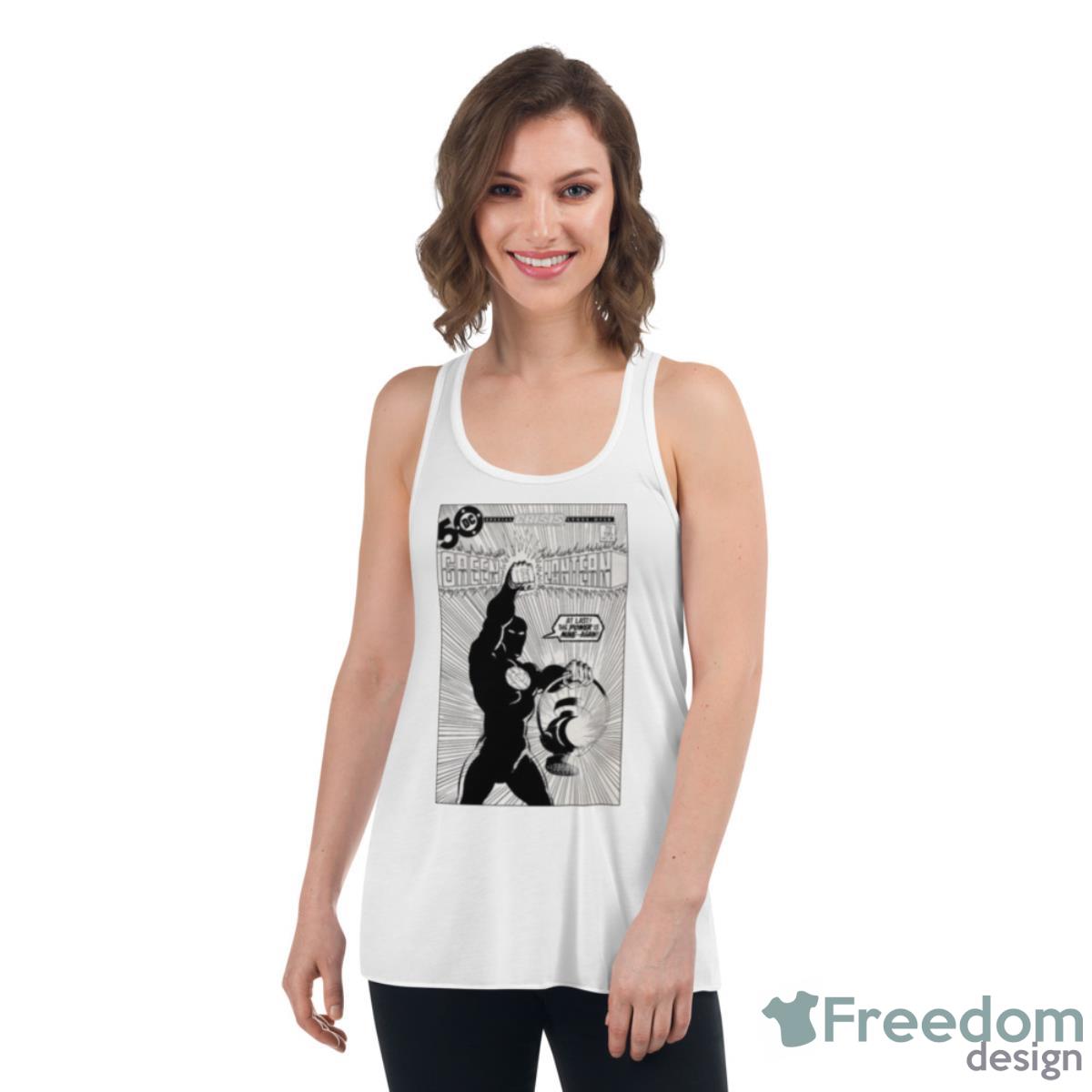 Glowing Lantern Black And White Green Lantern Shirt - Womens Flowy Racerback Tank Glowing Lantern Black And White Green Lantern Shirt - Womens Flowy Racerback Tank