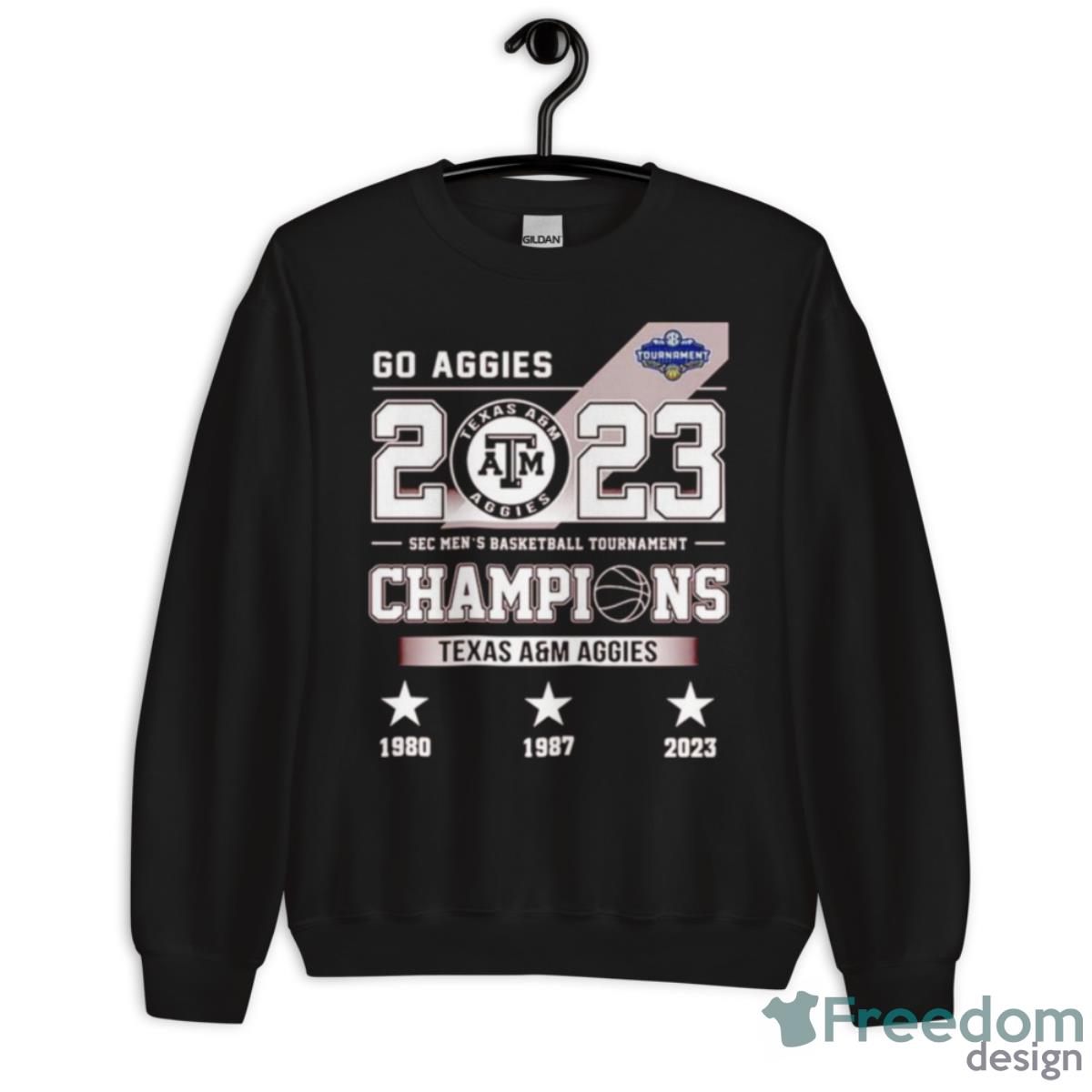Go Aggies 2023 Sec Men’s Basketball Tournament Champions Texas A&M Aggies Shirt - Unisex Crewneck Sweatshirt