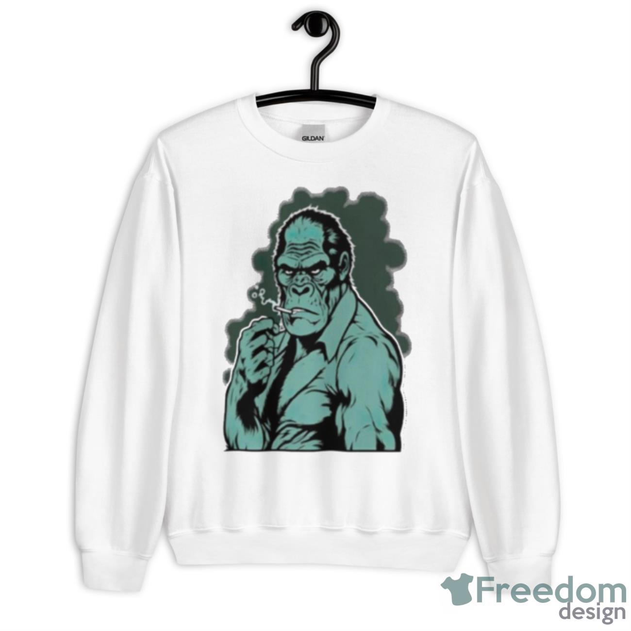 Gorilla Wearing A Suit And A Tie And Smoking Cigar Like A Bos Shirt - Unisex Heavy Blend Crewneck Sweatshirt