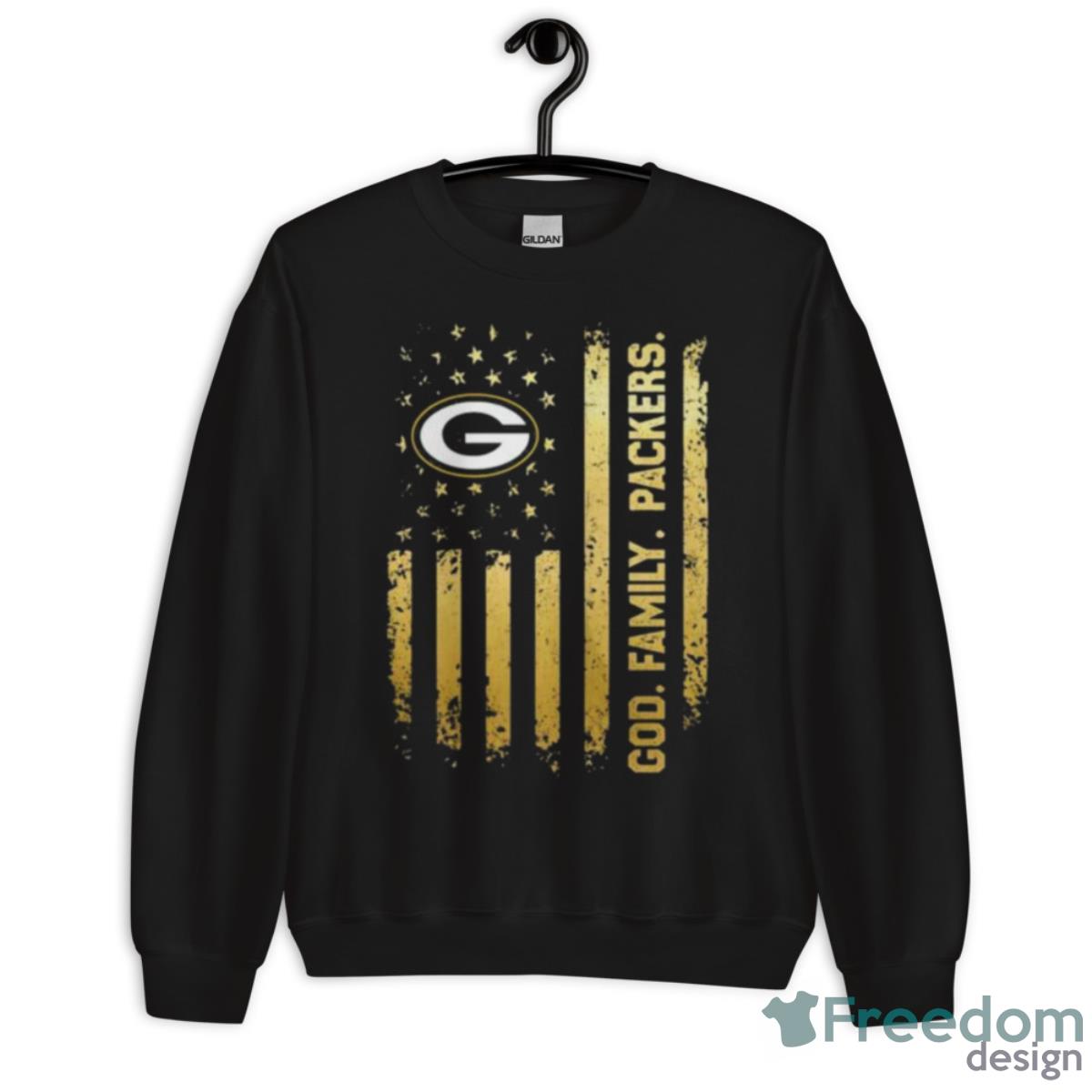 Green Bay Packers God Family Packers American Flag Shirt - Unisex Crewneck Sweatshirt