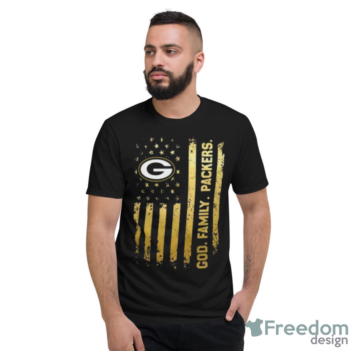 Green Bay Packers God Family Packers American Flag Shirt - Short Sleeve T-Shirt